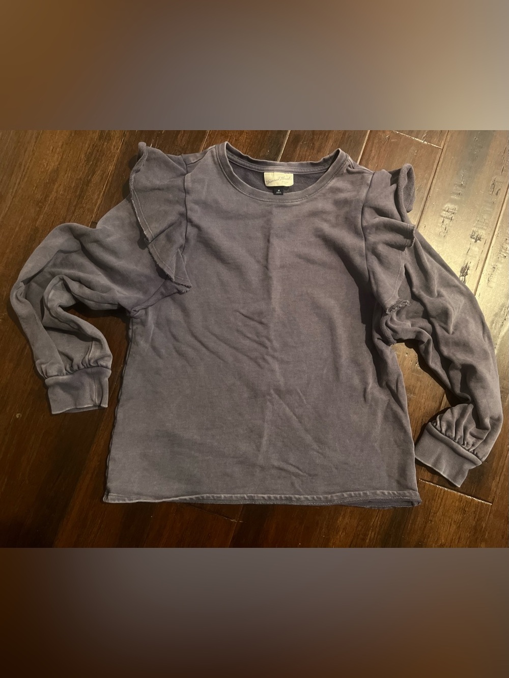 Universal Thread Girls Short-Sleeve Ruffle Tee - Dusty Gray/Black